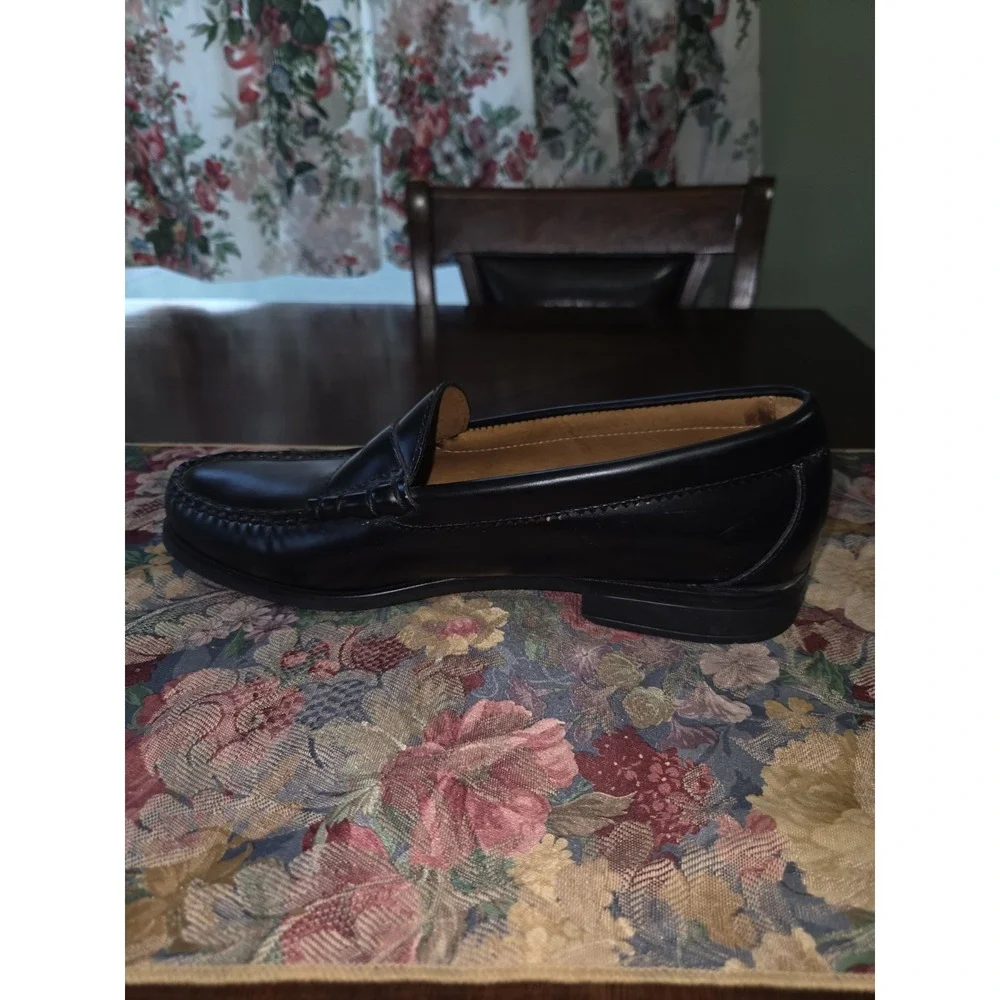 J.Crew Mens Camden Black Leather Penny Loafers AV166 Size 8.5 Slip On Dress Shoe
